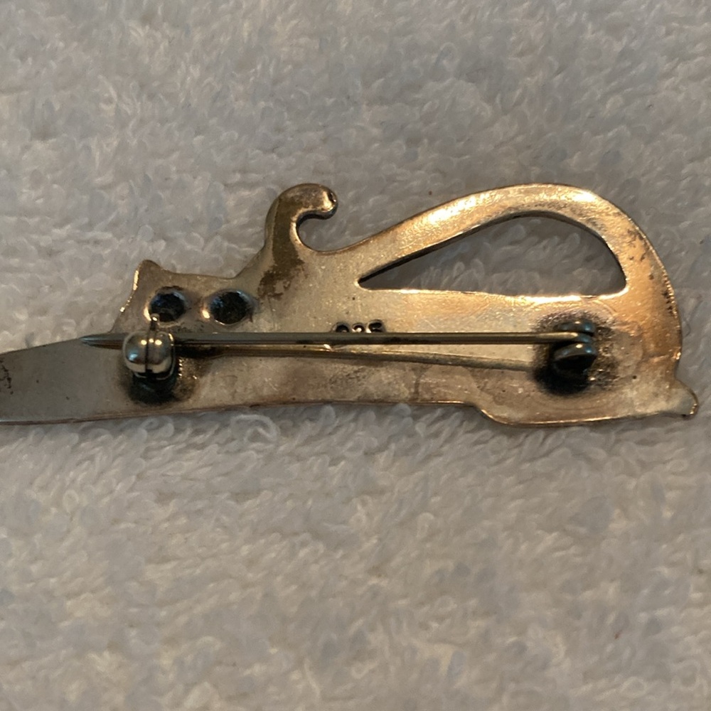 Sterling Silver Cat Pin - Picture 2 of 5